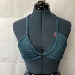 Faux STRETCH suede bralette w/ tassels